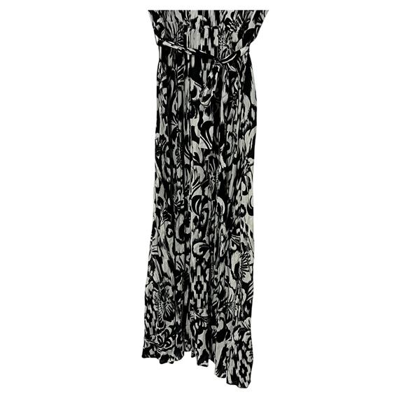 SAM JESS WOMENS SIZE XLARGE PRINTED V-NECK BELTED MAXI DRESS BLACK WHITE - Picture 6 of 12
